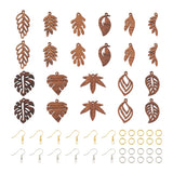 144Pcs Natural Wood Leaf Drop Charms Earring Making Kit