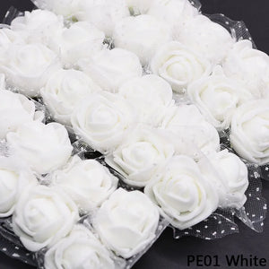 144pcs Artificial Rose Flower Heads Foam Flower DIY Bear Valentine Gift