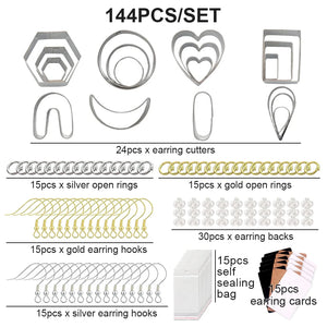 144pcs Polymer Clay Earring Cutter Set Jewelry Making Tool