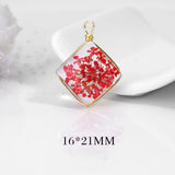 6PCS 16x21MM Dried Flower Square Charms Pendants - DIY Jewelry Findings