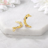 4PCS 18x2MM 24K Plated Brass Moon Charms Pendants with Zircon