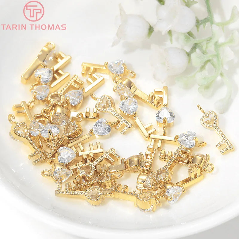 4PCS Heart Key Charms Pendants High Diy Jewelry Findings