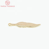 10PCS 32x7MM 24K Zinc Alloy Feather Charms Pendants DIY Jewelry Findings