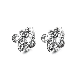 S925 Silver Anchor Circle Earrings Charms Jewelry Party Men Women