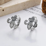 S925 Silver Anchor Circle Earrings Charms Jewelry Party Men Women