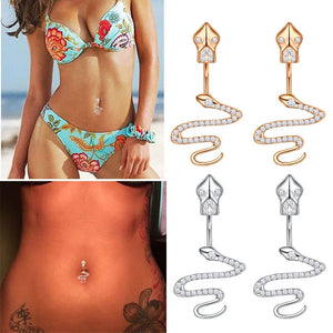 Snake Zircon Navel Piercing Stainless Steel Belly Button Ring