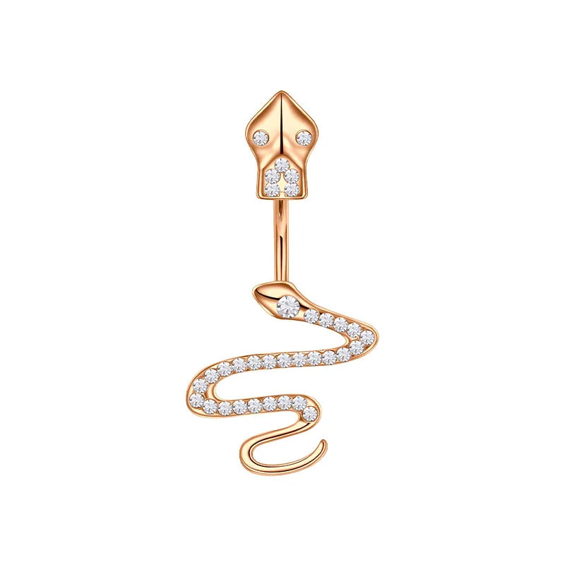 Snake Zircon Navel Piercing Stainless Steel Belly Button Ring