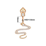 Snake Zircon Navel Piercing Stainless Steel Belly Button Ring