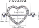 14G 16mm Nipple Rings Surgical Steel Heart Pair