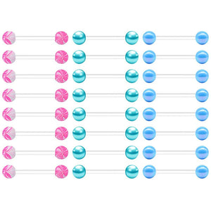 14G 16mm Clear Plastic Nipple Rings Tongue Rings Barbells Retainers