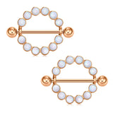 Titanium Nipple Piercing Heart Barbell Opal Nipple Shield Flower