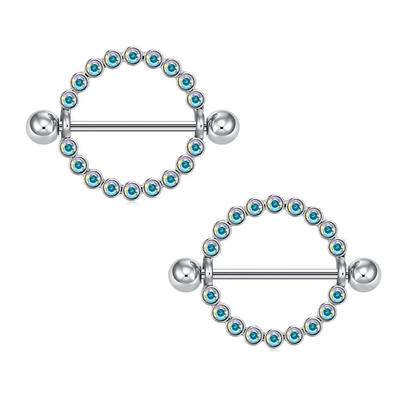 Titanium Nipple Piercing Heart Barbell Opal Nipple Shield Flower