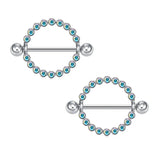 Titanium Nipple Piercing Heart Barbell Opal Nipple Shield Flower