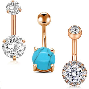 Crystal Zircon Ball Navel Rings Stainless Steel Belly Button Rings
