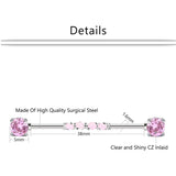 6pc Stainless Steel Industrial Barbell Earring Cartilage Body Piercing Set