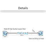 6pc Stainless Steel Industrial Barbell Earring Cartilage Body Piercing Set