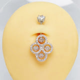 925 Silver CZ Belly Button Ring Navel Dangle Barbell Body Jewelry