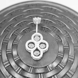 925 Silver CZ Belly Button Ring Navel Dangle Barbell Body Jewelry