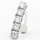 14G Clear CZ Dangle Navel Belly Button Ring 925 Sterling Silver Belly Piercing
