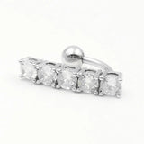 14G Clear CZ Dangle Navel Belly Button Ring 925 Sterling Silver Belly Piercing