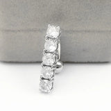 14G Clear CZ Dangle Navel Belly Button Ring 925 Sterling Silver Belly Piercing