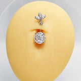 925 Silver CZ Belly Button Ring Barbell Navel Piercing