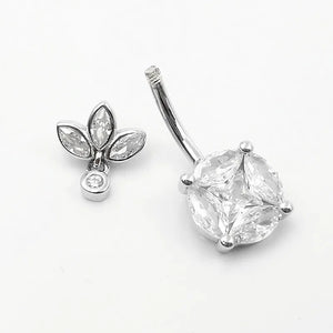 925 Silver CZ Belly Button Ring Barbell Navel Piercing