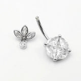 925 Silver CZ Belly Button Ring Barbell Navel Piercing