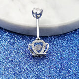 925 Silver Crown CZ Navel Barbell Stud