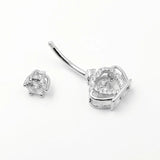 925 Silver Crown CZ Navel Barbell Stud