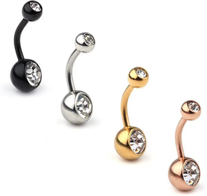 14G Birthstone Crystal Ball Navel Barbell Body Piercing