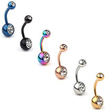14G Birthstone Crystal Ball Navel Barbell Body Piercing