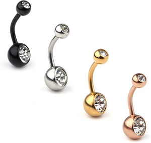 14G Birthstone Crystal Ball Navel Barbell Body Piercing
