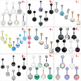 Crystal Skull Navel Piercing Ring Stainless Steel Belly Button Body Jewelry