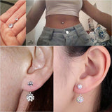 Crystal Skull Navel Piercing Ring Stainless Steel Belly Button Body Jewelry