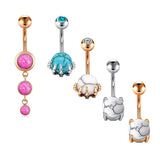 Crystal Skull Navel Piercing Ring Stainless Steel Belly Button Body Jewelry