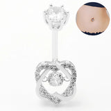 14G CZ Heart Belly Button Ring 925 Sterling Silver Women Body Jewelry