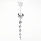 14G CZ Dangle Belly Button Rings 925 Sterling Silver Navel Piercing Jewelry