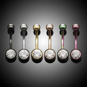 G23 Titanium Crystal Gem Navel Ring Belly Piercing - Sexy Body Jewelry