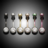G23 Titanium Crystal Gem Navel Ring Belly Piercing - Sexy Body Jewelry