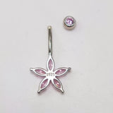 925 Silver Flower CZ Navel Ring Belly Button Piercing Jewelry