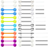 Flexible Plastic Nipple Tongue Rings Surgical Steel Barbell 14-18mm