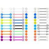 Flexible Plastic Nipple Tongue Rings Surgical Steel Barbell 14-18mm
