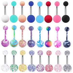 14G Stainless Steel Belly Button Rings CZ Navel Bars Piercing Jewelry