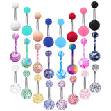 14G Stainless Steel Belly Button Rings CZ Navel Bars Piercing Jewelry