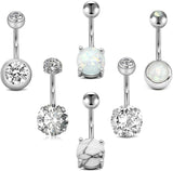 14G SS Belly Button Rings for Women Girls Navel Barbell Stud CZ Piercing