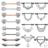14G Stainless Steel Nipple Tongue Shield Rings Barbell Body Piercing Jewelry