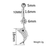 14G Titanium Navel Piercing Jewelry with Crystal Charms Dangle