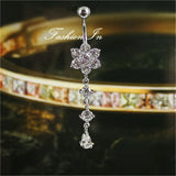 14G Titanium Navel Piercing Jewelry with Crystal Charms Dangle