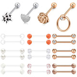 14G Surgical Steel Tongue Nipple Barbell 16mm